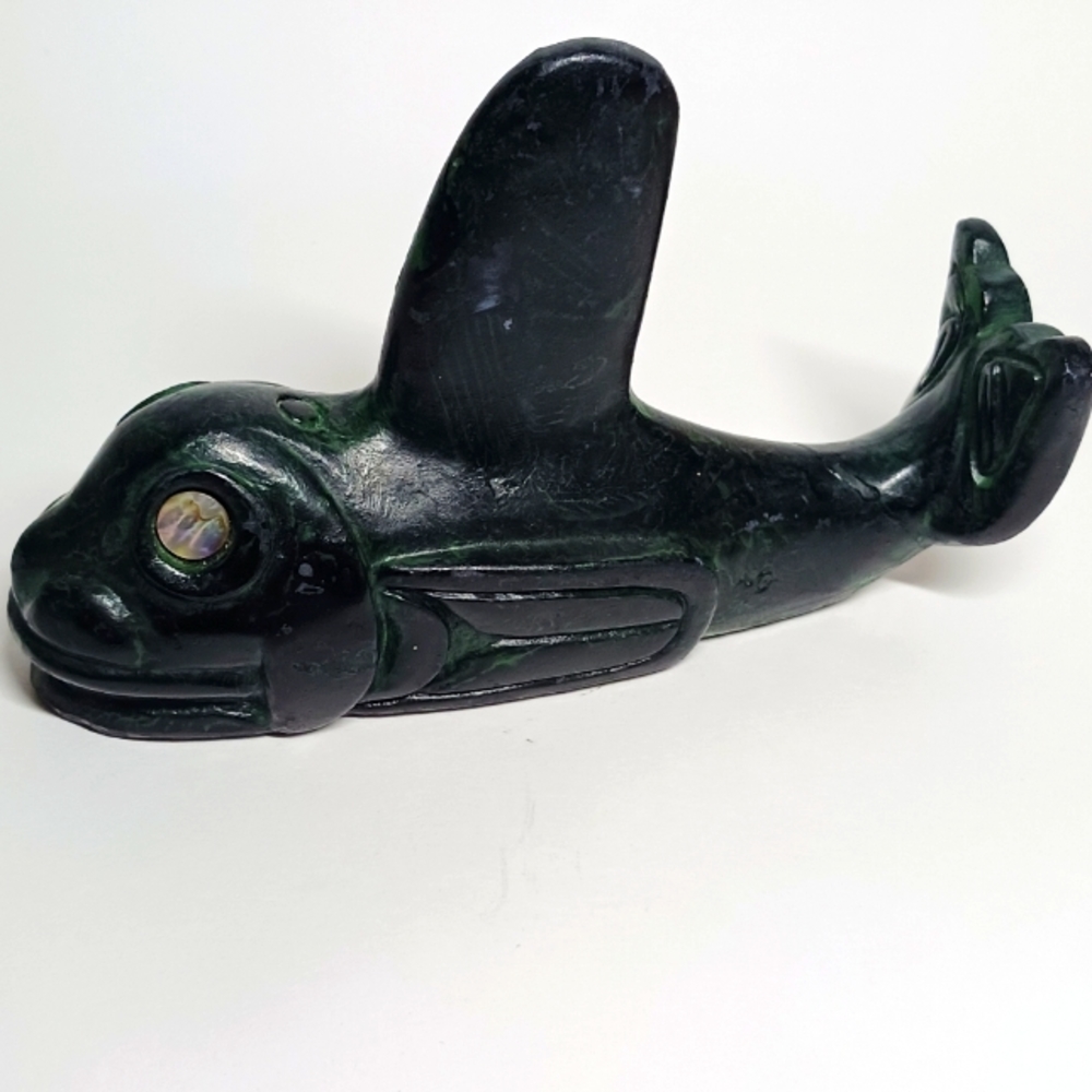 Inuit Ceramic Killer Whale Figurine by Greg Wolf